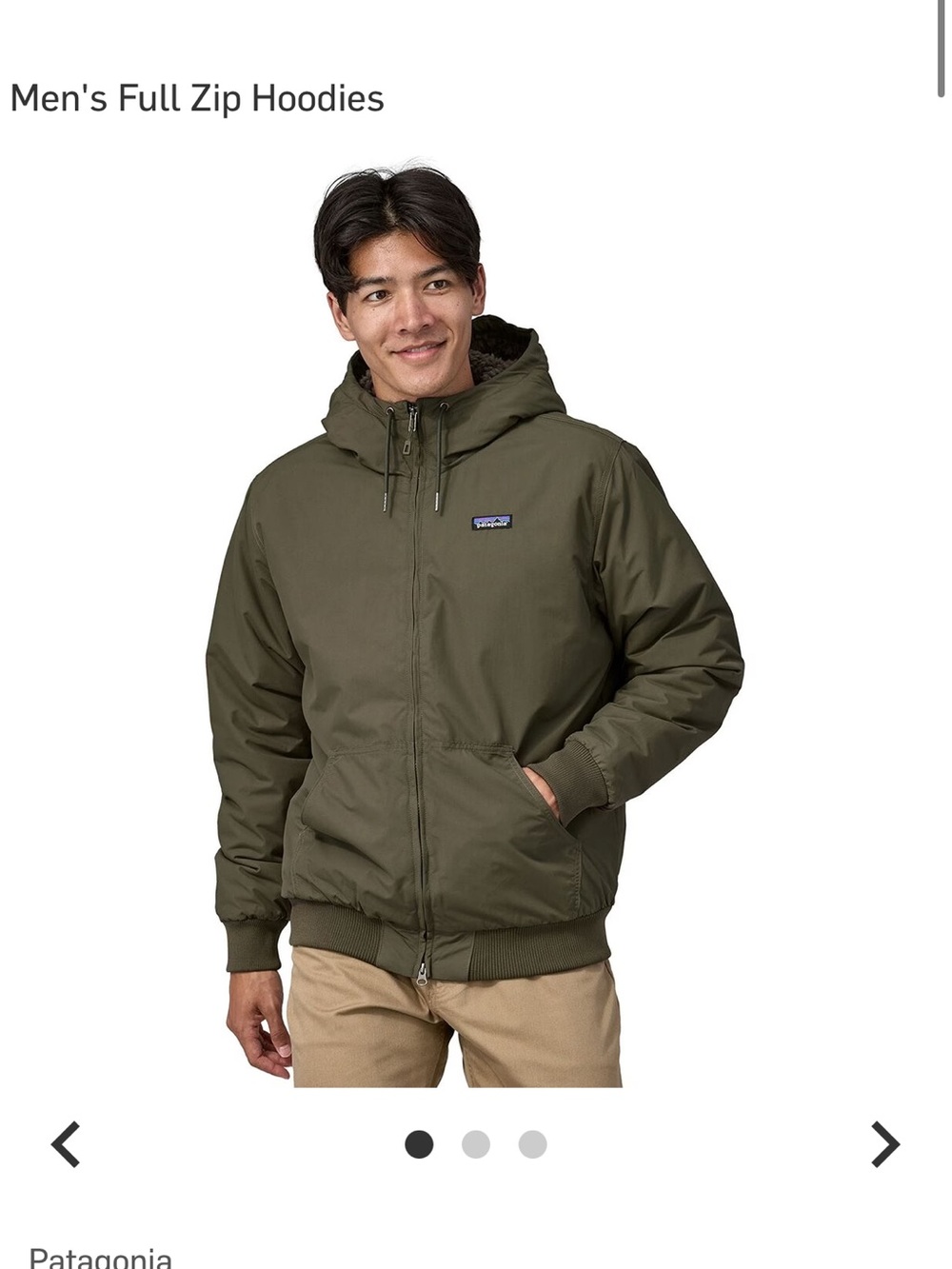 Patagonia Olive Hooded Puffer Jacket - Men's
